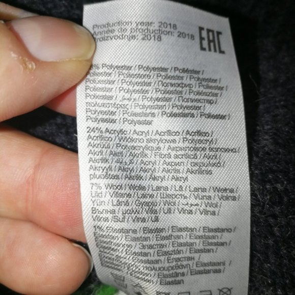 Medium ONLY Oversized Color Block Stripes Wool Crewneck Chunky Knit Sweater - Picture 10 of 12